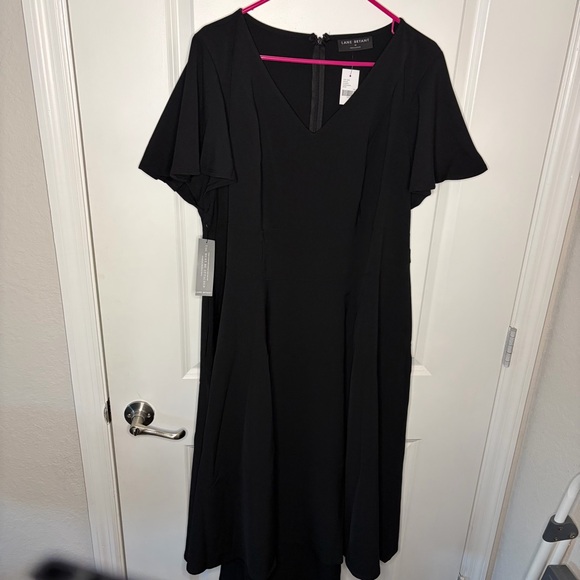 Lane Bryant Lena V-Neck High-Low Midi Dress Black - Picture 4 of 9